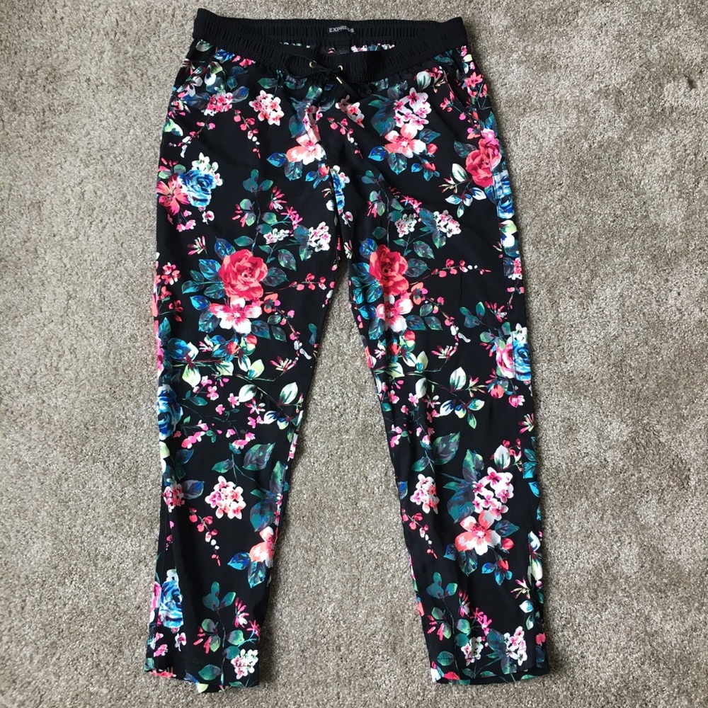 Express Floral Drawstring Pants (size L)